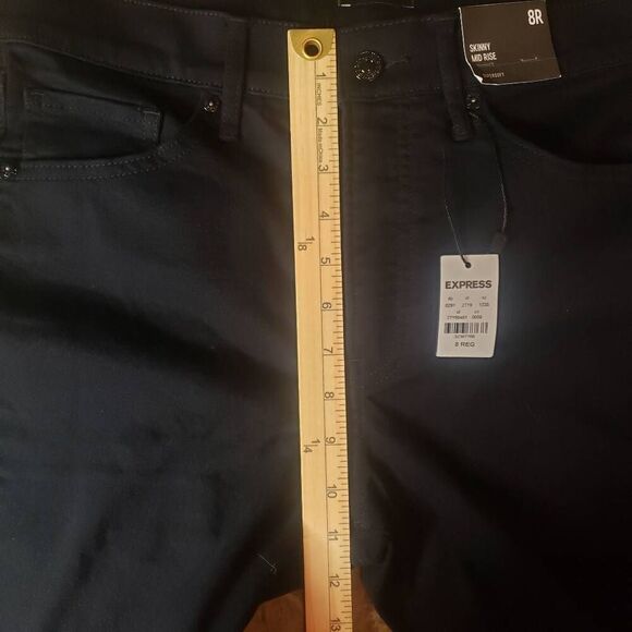 Express Skinny Mid Rise Supersoft Black Jeans‎ Size 8R - Picture 4 of 12